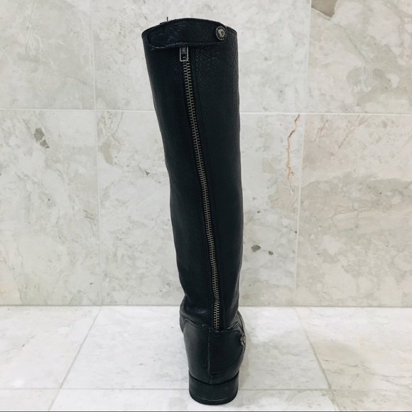 FRYE {6B} Boots Black Leather Knee-High Rear Zip - Picture 4 of 12